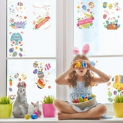 Easter Window Clings Religious Cross Stickers Decals Decor, Spring Floral Wreath Dove Butterfly Home Kitchen Decorations